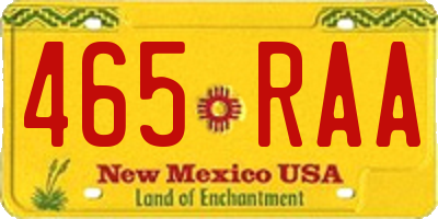 NM license plate 465RAA