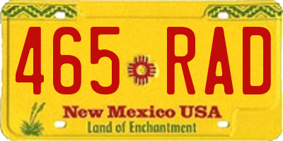NM license plate 465RAD