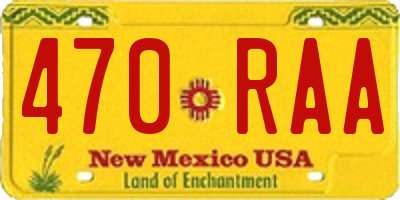 NM license plate 470RAA