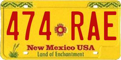 NM license plate 474RAE