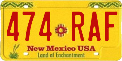 NM license plate 474RAF