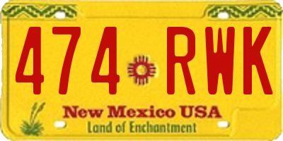 NM license plate 474RWK