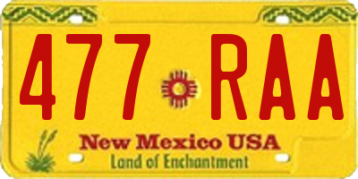 NM license plate 477RAA