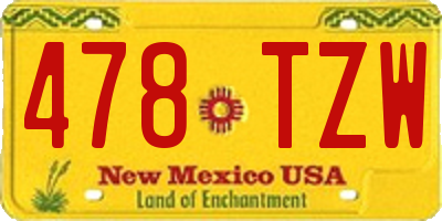 NM license plate 478TZW