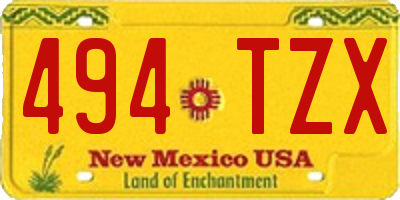 NM license plate 494TZX