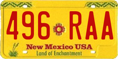 NM license plate 496RAA