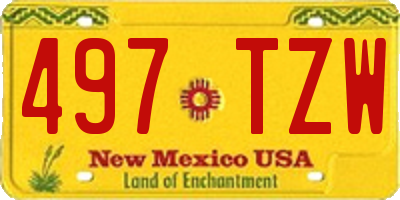 NM license plate 497TZW