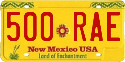 NM license plate 500RAE