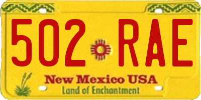 NM license plate 502RAE