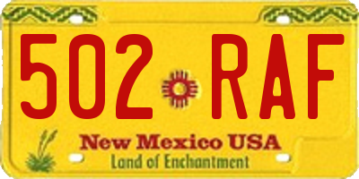 NM license plate 502RAF