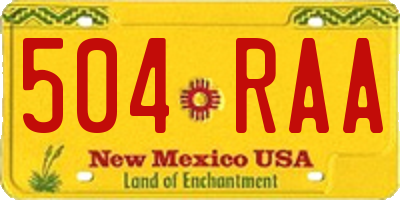 NM license plate 504RAA