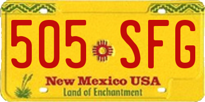 NM license plate 505SFG