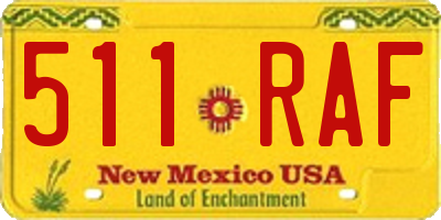 NM license plate 511RAF