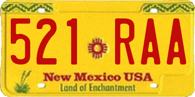 NM license plate 521RAA