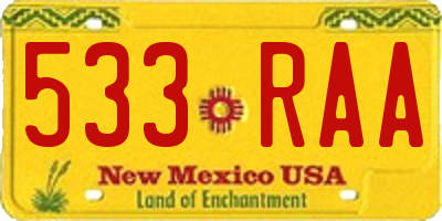 NM license plate 533RAA
