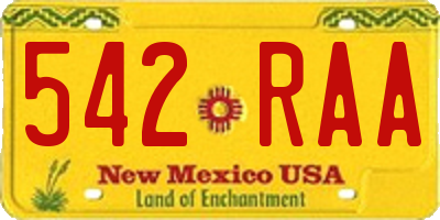 NM license plate 542RAA