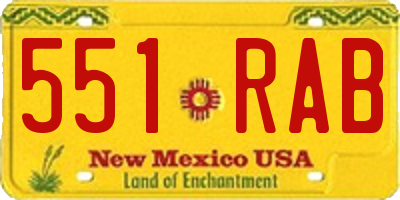 NM license plate 551RAB