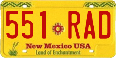 NM license plate 551RAD
