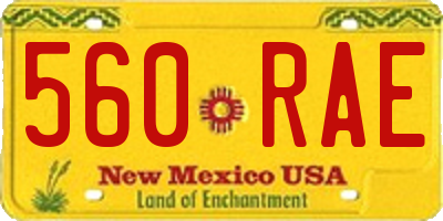 NM license plate 560RAE