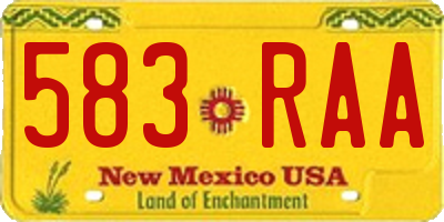 NM license plate 583RAA