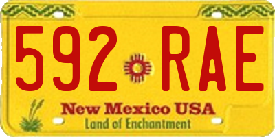 NM license plate 592RAE