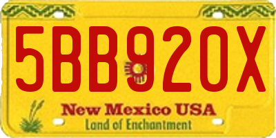 NM license plate 5BB920X