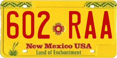 NM license plate 602RAA