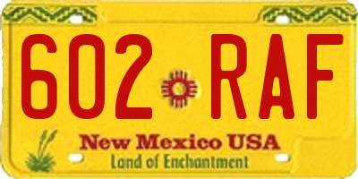 NM license plate 602RAF