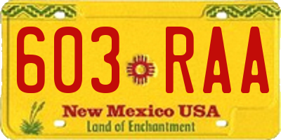 NM license plate 603RAA