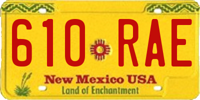 NM license plate 610RAE