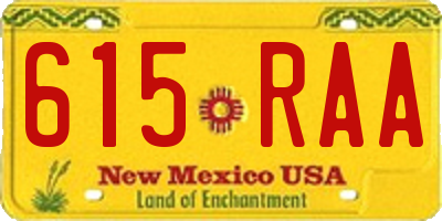 NM license plate 615RAA