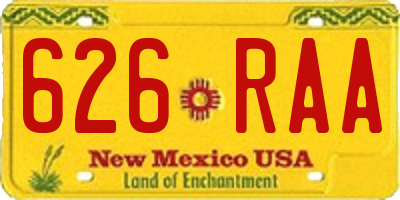 NM license plate 626RAA