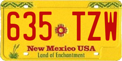 NM license plate 635TZW