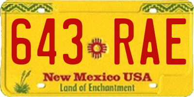 NM license plate 643RAE