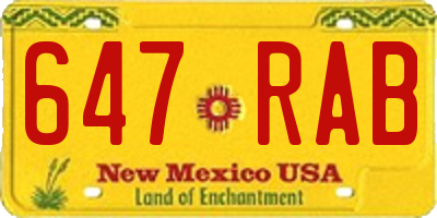 NM license plate 647RAB