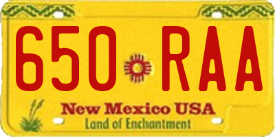NM license plate 650RAA