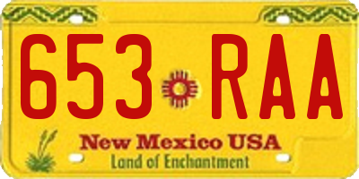 NM license plate 653RAA