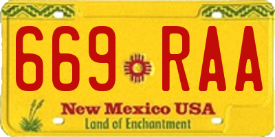NM license plate 669RAA
