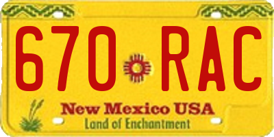 NM license plate 670RAC