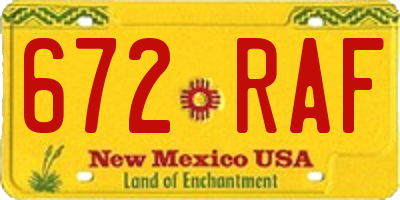 NM license plate 672RAF