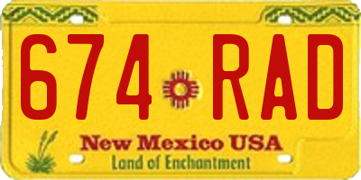 NM license plate 674RAD