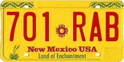 NM license plate 701RAB