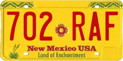 NM license plate 702RAF