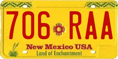 NM license plate 706RAA