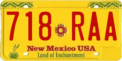 NM license plate 718RAA
