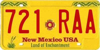 NM license plate 721RAA