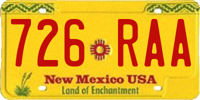 NM license plate 726RAA