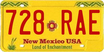 NM license plate 728RAE