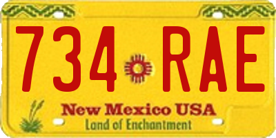 NM license plate 734RAE