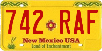 NM license plate 742RAF